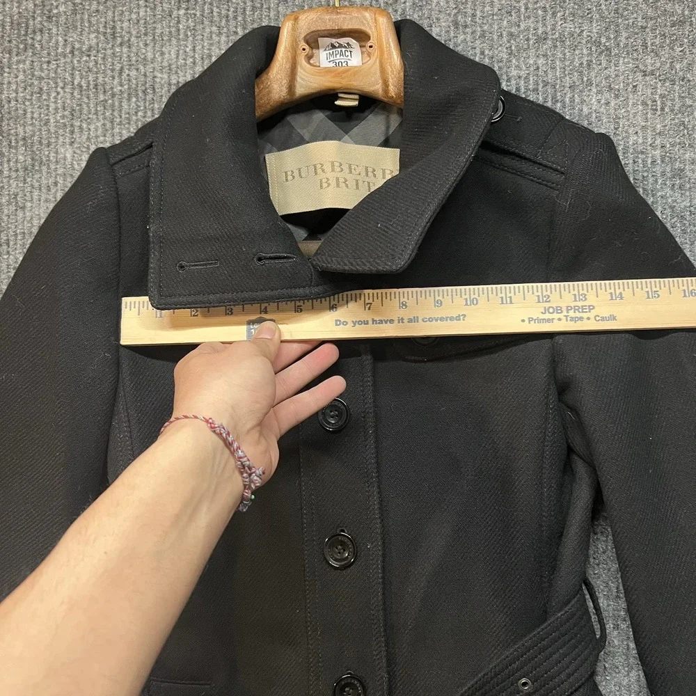Burberry Brit Women's‎ Rushfield Single Breasted Wool Coat Belted Size US 4 - Picture 7 of 16